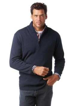 Man's World Troyer mit Reißverschluss am Kragen Anthrazit-meliert, Marine