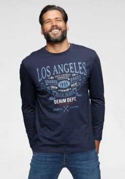 Man's World Langarmshirt Mit großem Schriftprint