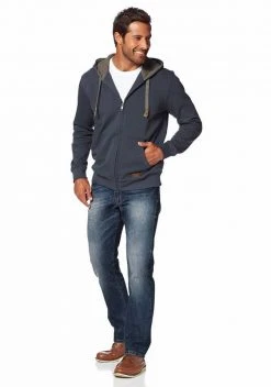 Man's World Kapuzensweatjacke mit kontrastfarbigem Innenfutter Schwarz, Olivgr&uuml;n, Blau -Mans World Verkäufe 18851118