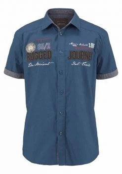 Man's World Kurzarmhemd mit Print und Aufnähern Blau, Nachtblau -Mans World Verkäufe 20718256