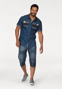 Man's World Kurzarmhemd mit Print und Aufnähern Blau, Nachtblau -Mans World Verkäufe 20807344