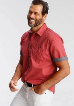 Man's World Kurzarmhemd mit Chambrayeinsätzen Rauchblau, Rot -Mans World Verkäufe 65fe8bca 8aeb 5a31 8cf2 6b35274bcc79