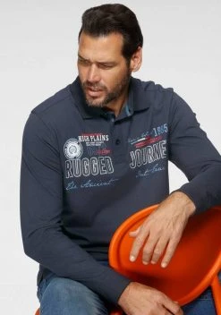 Man's World Langarm-Poloshirt mit aufwendigem Front- Print -Mans World Verkäufe 7e2f4e73 1e72 57ab 86db c003db350513