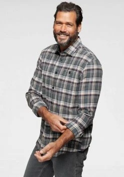 Man's World Flanellhemd Modisches Großkaromuster Grau-blau-wei&szlig;, Blau-offwhite-kariert