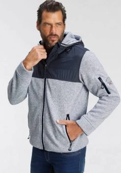 Man's World Fleecejacke Hellgrau-blau, Schwarz-meliert