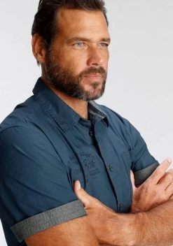 Man's World Kurzarmhemd mit Chambrayeinsätzen Rauchblau, Rot -Mans World Verkäufe da59abbe 9fb9 55cb 9ab8 6de7097c151a