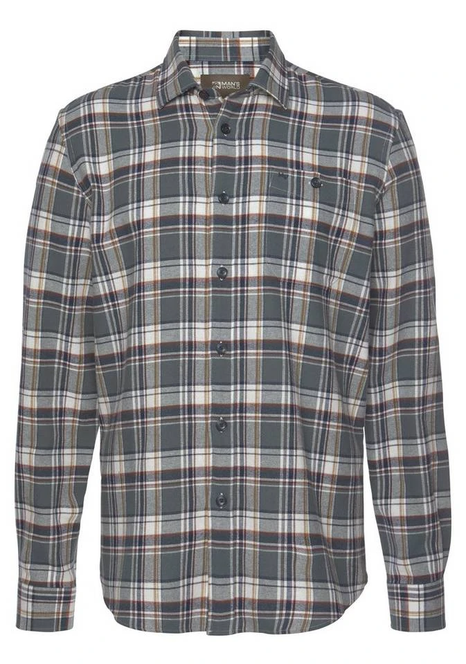 Man's World Flanellhemd Modisches Großkaromuster Grau-blau-weiß, Blau-offwhite-kariert 4 Man's World Flanellhemd Modisches Großkaromuster Grau-blau-weiß, Blau-offwhite-kariert – Bild 4